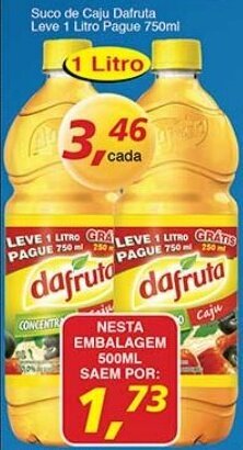 Supermercados Guanabara Suco de Caju Dafruta leve 1L pague 750ml oferta