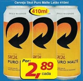 Supermercados Guanabara Cerveja Skol Puro Malte latao 410ml oferta