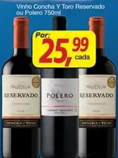 Supermercados Guanabara Vinho Concha y Toro Reservado ou Polero 750ml oferta