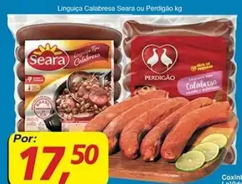 Supermercados Guanabara Linguica Calabresa Seara ou Perdigao 1kg oferta
