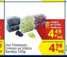 Tenda Atacado Uva thompson crimson ou vitoria bandeja 500 g oferta