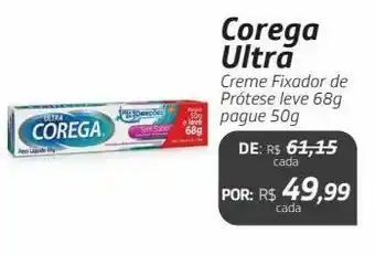 Drogal Corega ultra creme fixador de prótese leve 68g pague 50g oferta