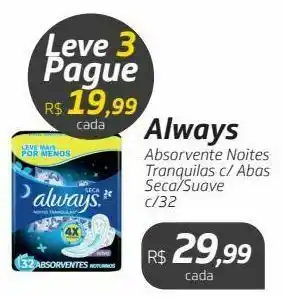 Drogal Always absorvente noites tranquilas c/ abas seca/suave c/32 oferta