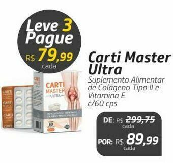 Drogal Carti master ultra suplemento alimentar de colágeno tipo ii e vitamina e c/60 cps oferta
