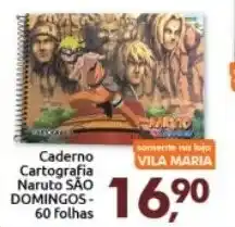 Caderno Cartografia Naruto Sao Domingos 60 folhas