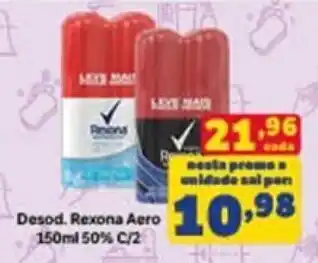 Desod. Rexona Aero 150ml 50% c/2
