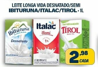 Dom Atacadista Leite Longa Vida Desnatado/ Semi Ibituruna/ Italac/ Tirol 1l oferta