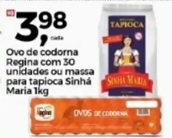 Frangolândia Ovo de codorna Regina com 30 unidades ou massa para tapioca Sinha Maria 1kg oferta