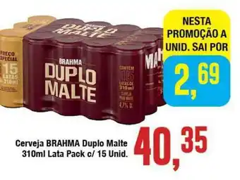 Rede Economia Cervea Brahma Duplo Mate 310ml lata pack c/15 unid. oferta