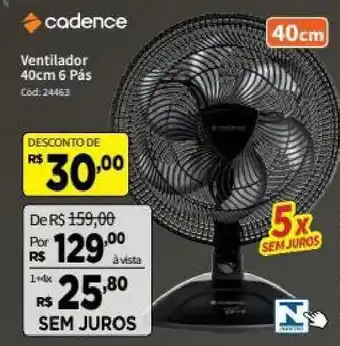 Cadence Ventilador 40cm 6 Pas