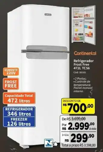 Continental Refrigerador Frost Free 472L TC56