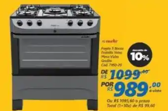 Lojas Becker Fogao 5 bocas Fratello Vetro Mesa Vidro Grafite oferta