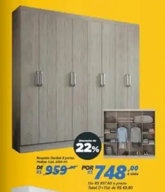 Lojas Becker Roupeiro Decibal 8 portas Malbc oferta