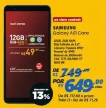Lojas Becker Samsung Galaxy A01 Core oferta