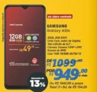 Lojas Becker Samsung Galaxy A10s oferta