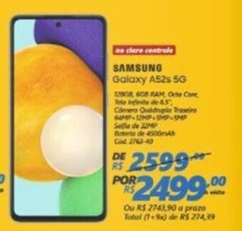 Lojas Becker Samsung Galaxy A52s 5G oferta