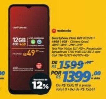 Lojas Becker Smartphone Moto G20 64GB oferta
