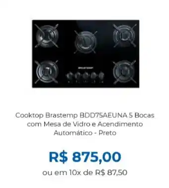 Lojas Becker Cooktop Brastemp 5 Bocas com Mesa de Vidro e Acendimento Automatico - Preto oferta