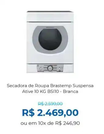 Lojas Becker Secadora de Roupa Brastemp Suspensa Ative 10kg BSI10 - Branca oferta