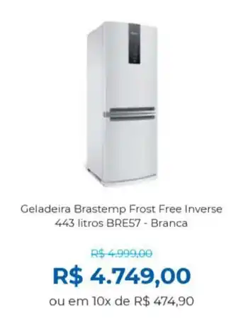 Lojas Becker Geladeira Brastemp Frost Free Inverse 443 litros BRE57 - Branca oferta
