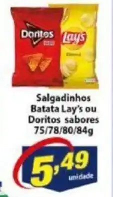 Salgadinhos Batata Lay's ou Doritos sabores 75/78/80/84g