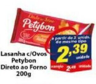 Vencedor Atacadista Lasanha c/ Ovos Petybon Direto ao Forno 200g oferta