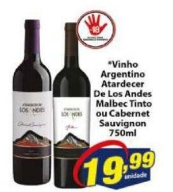 Vencedor Atacadista Vinho Argentino Atardecer De Los Andes Malbec tinto ou Cabernet Sauvignon 750ml oferta