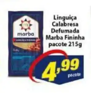 Vencedor Atacadista Linguica Calabresa Defumada Marba Fininha pacote 215g oferta