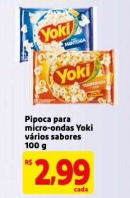 Mercado Extra Pipoca para Micro-ondas Yoki varios sabores 100g oferta