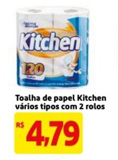 Toalha de Papel Kitchen varios tipos com 2 rolos