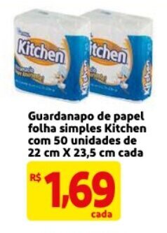 Mercado Extra Guardanapo de papel folha simples Kitchen com 50 unidades de 22cmx23.5cm cada oferta