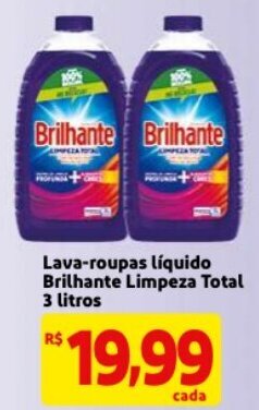 Mercado Extra Lava-roupas liquido Brilhante Limpeza Total 3L oferta