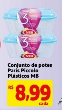 Conjunto de potes Paris Piccolo Plasticos MB