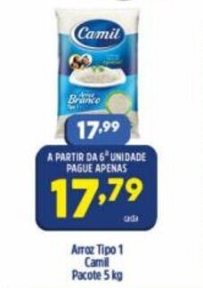 Arena Atacado Arroz tipo 1 Camil pacote 5kg oferta