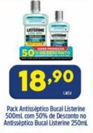 Arena Atacado Pack Antisseptico Bucal Listerine 500ml com 50% de Desconto no Antisseptico Bucal Listerine 250ml oferta