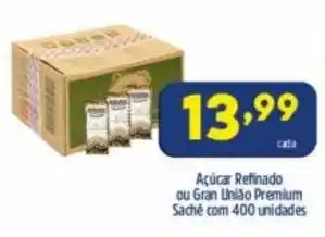 Arena Atacado Acucar Refinado ou Gran Uniao Premium sache com 400 unidades oferta