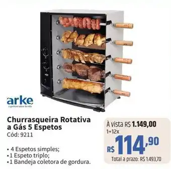 Deltasul Arke Churrasqueira Rotativa a Gás 5 Espetos oferta