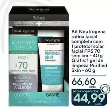 Drogarias Coop Neutrogena - kit rotina facial completa com 1 protetor solar facial fps 70 sem cor oferta