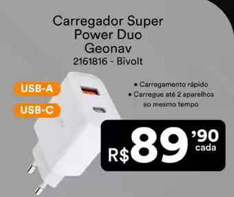 Multicoisas Carregador Super Carregamento rápido • Carregue até 2 aparelhos ao mesmo tempo Geonav oferta