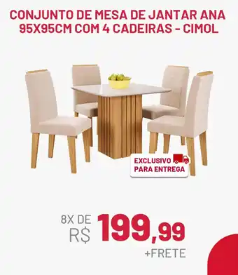 Ferreira Costa Conjunto de mesa de jantar ana 95x95cm com 4 cadeiras - cimol oferta