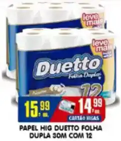 Higa's Supermercado Papel hig duetto folha dupla 30m com 12 oferta