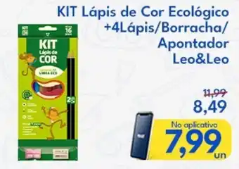 Supermercados Baklizi KIT Lápis de Cor Ecológico +4Lápis/Borracha/ Apontador Leo&Leo oferta