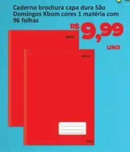 Paulistão Supermercados Caderno brochura capa dura São Domingos Kbom cores 1 matéria com 96 folhas oferta