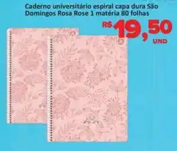 Paulistão Supermercados Caderno universitário espiral capa dura São Domingos Rosa Rose 1 matéria 80 folhas oferta