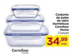 Carrefour Conjunto de potes de vidro herméticos Carrefour Home oferta