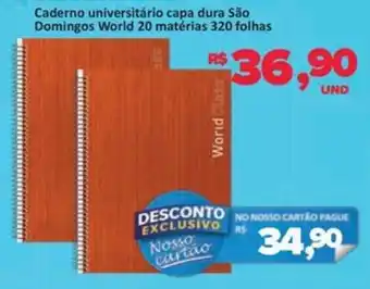 Paulistão Supermercados Caderno universitário capa dura São Domingos World 20 matérias 320 folhas oferta