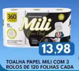 Rancho Bom Supermercados Toalha papel mili com 3 rolos de 120 folhas cada oferta