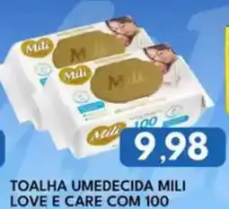 Rancho Bom Supermercados Toalha umedecida mili love e care com 100 oferta