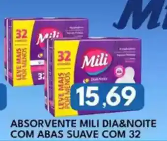 Rancho Bom Supermercados Absorvente mili dia&noite com abas suave com 32 oferta