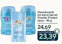 Drogarias Coop Secret - desodorante em barra powder protect tipos oferta